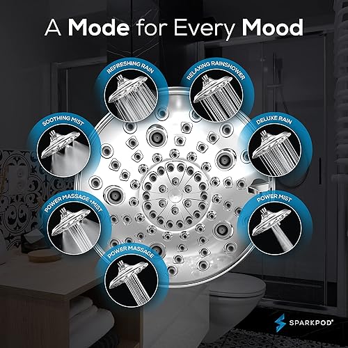 Miniatura 4 de SparkPod Juego de cabezal de ducha filtrado de lujo de 23 etapas, reduce el cloro y los metales pesados, filtro de regadera de alta presión (redondo