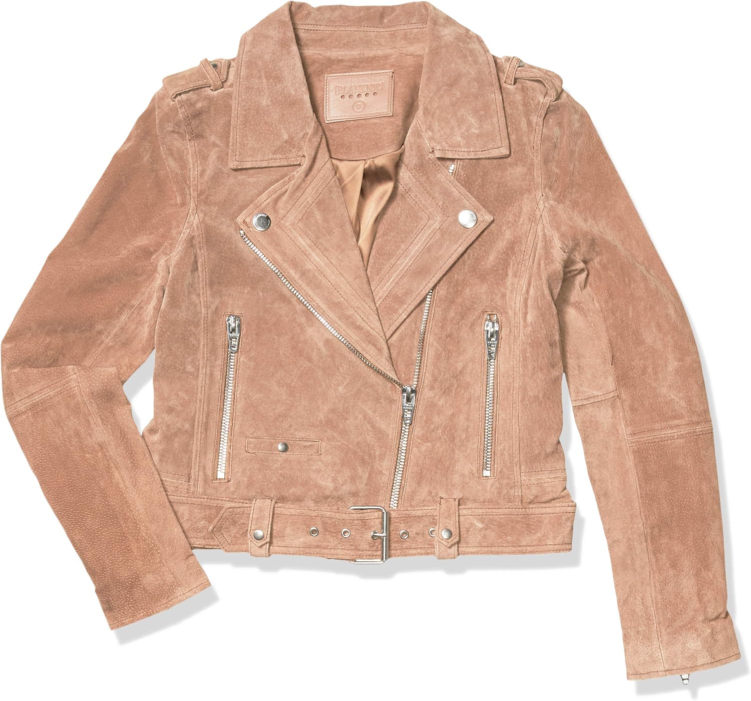 [BLANKNYC] Womens Luxury Clothing Cropped Suede Leather Motorcycle Jackets, Comfortable & Stylish Coats X-Small Coffee Bean