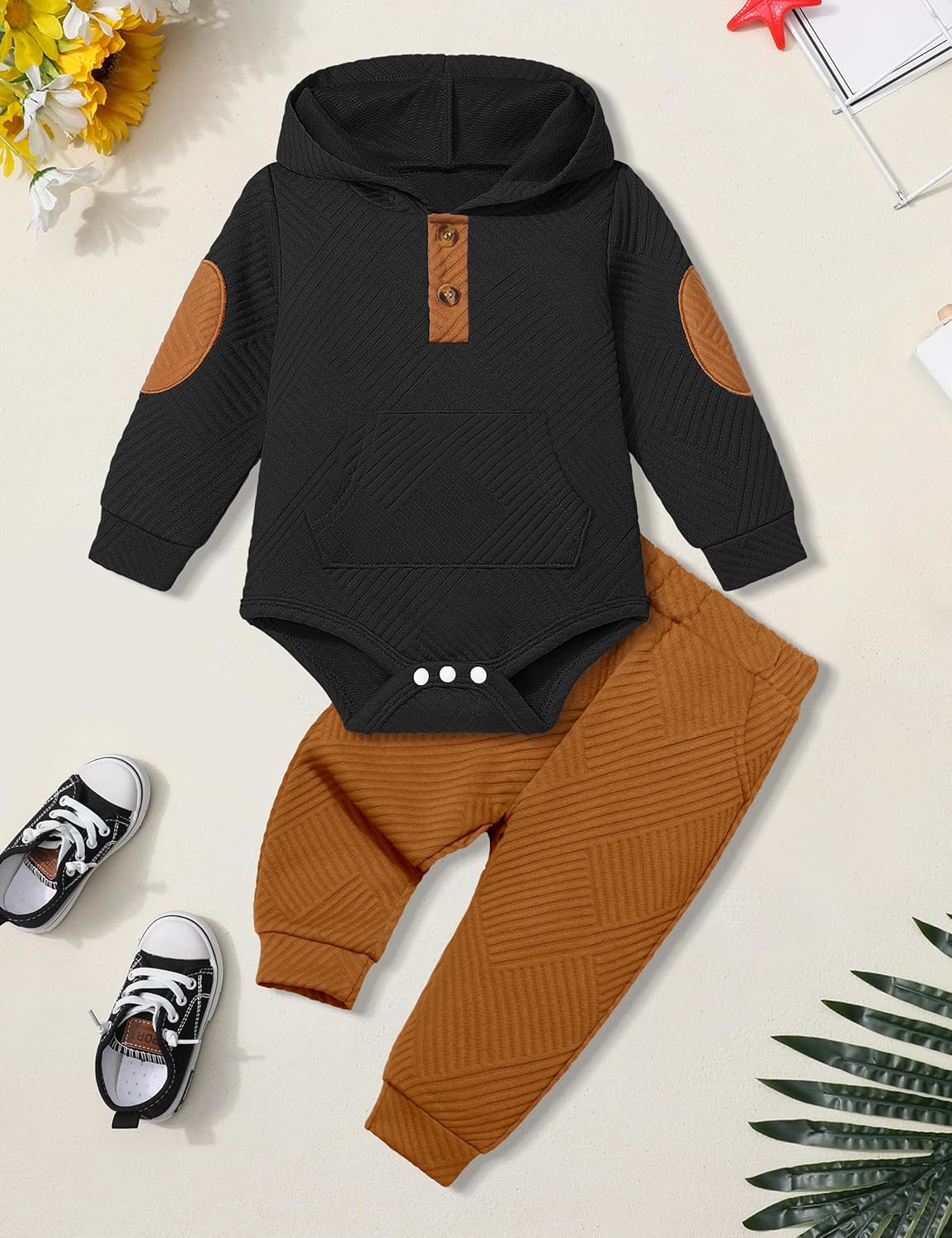 Fommy Baby Boy Clothes Colorblocked Long Sleeve Hoodie + Long Pants 2PCS Fall Winter Outfits Set - Image 6