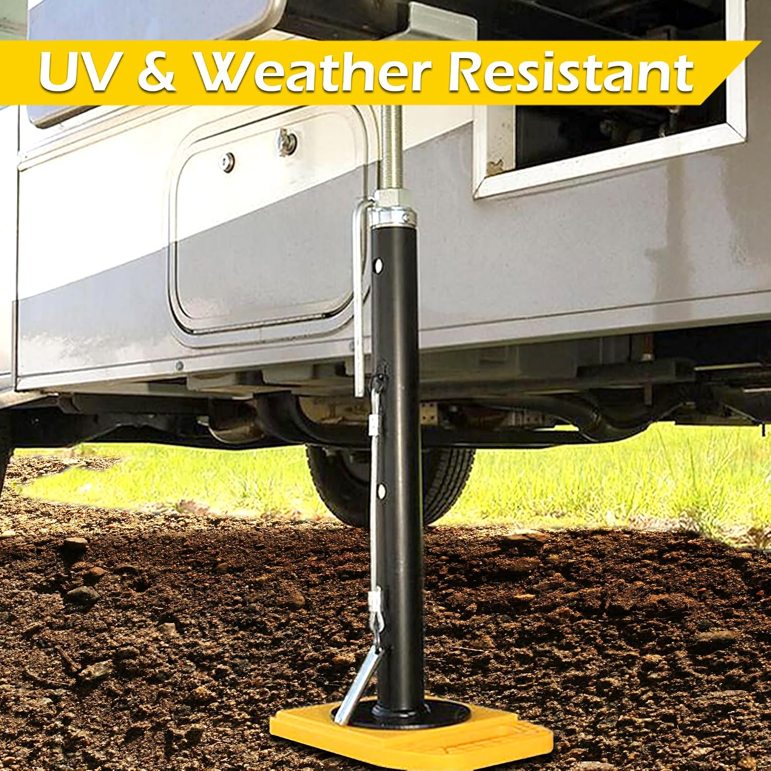 MaxxHaul 50940 RV Stabilizer Jack Pads – Heavy-Duty, Anti-Slip Camper Leveling Blocks, UV-Resistant, Stackable with Handle – 6.5" x 6.5", Pack of 4