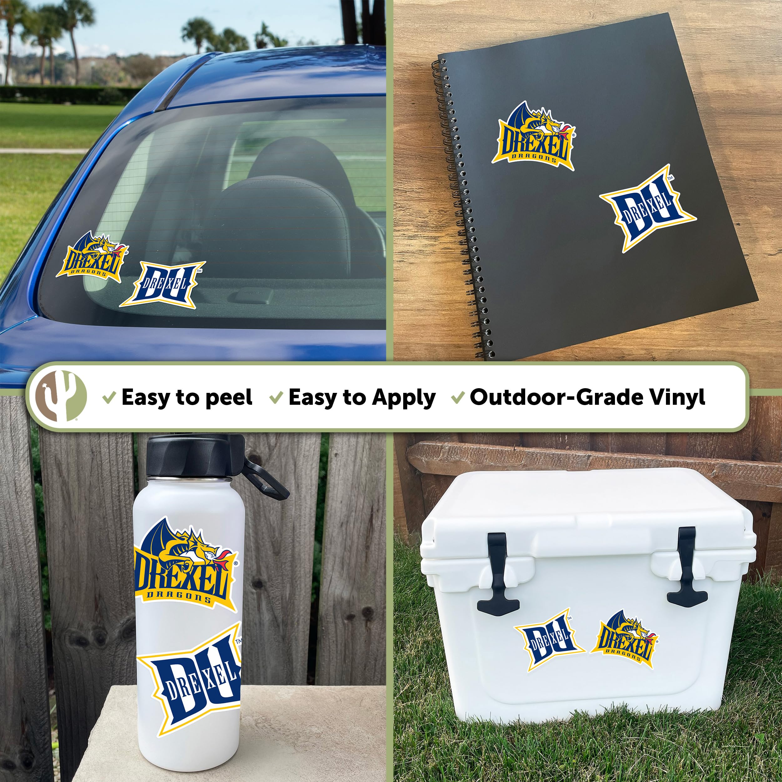 Drexel University NCAA Sticker Decal Set - Vinyl Stickers For Laptop, Water Bottle, Car, 4 Inch Variety Pack