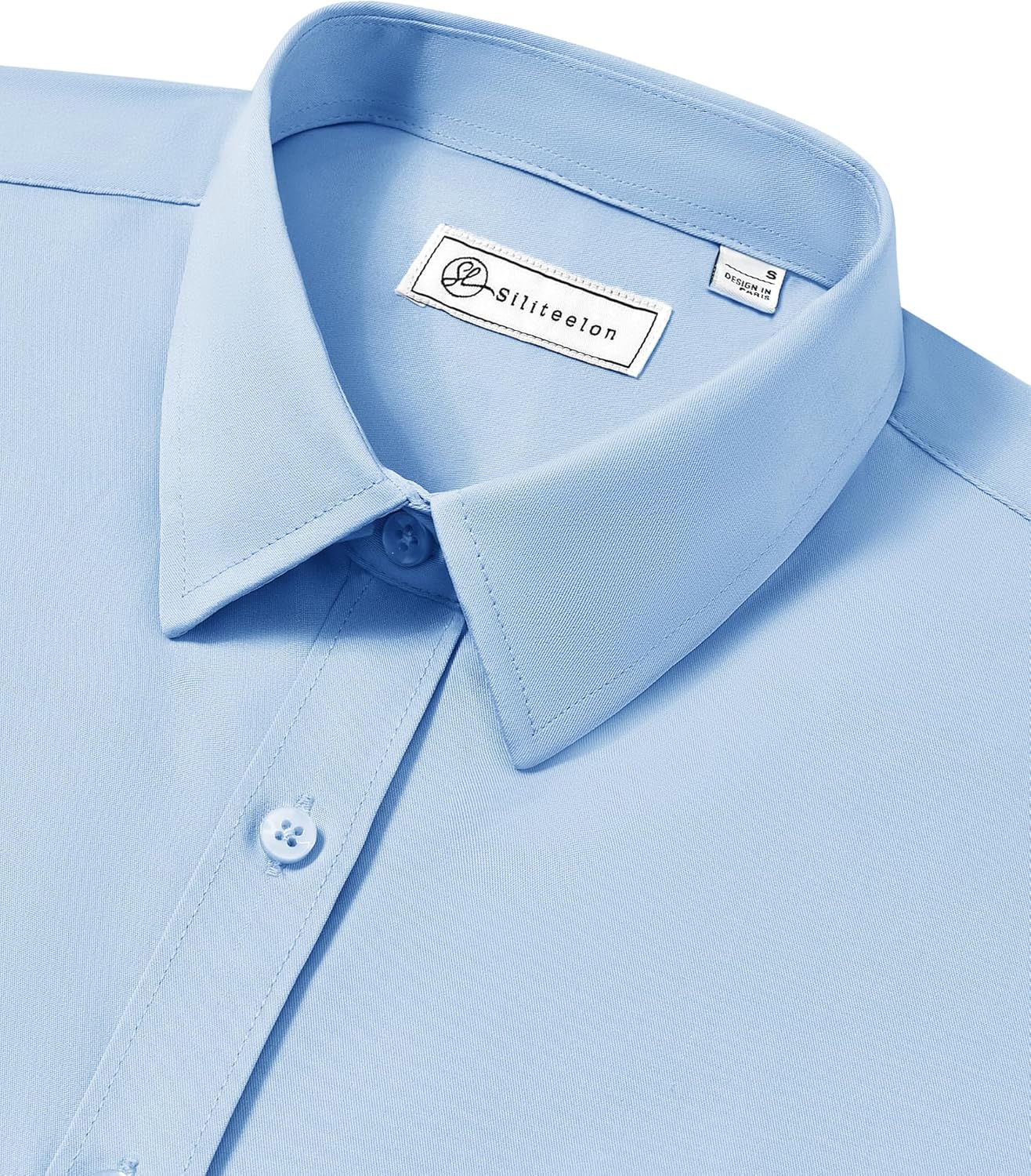 siliteelon Button Down Shirts for Women: Wrinkle Free Long Sleeve Classic Fit Collared Dress Shirt Solid Formal Office - Image 5