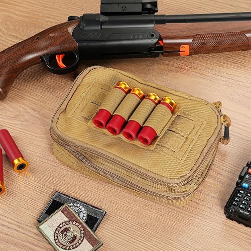 Miniatura 4 de FRTKK Paquete de 2 soportes tácticos para escopeta para rifles, cartucho Molle, portador de munición para calibre 1220