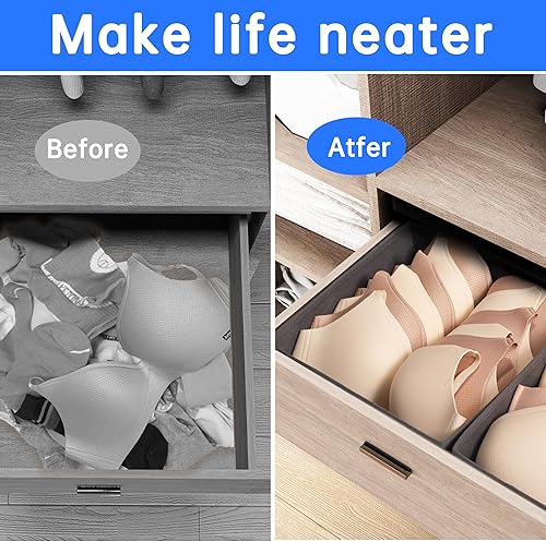 Miniatura 7 de FAMALAHEE Organizador de cajones de ropa interior, 14 juegos plegables de cajones de ropa interior y separadores de armario, caja de almacenamiento