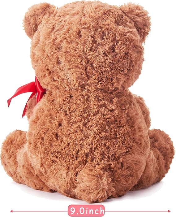 IKASA Bear Stuffed Animal Love Plush Toy with Bow for Valentine,Cute 10.6 Soft Plushie Small Toy,Gifts for Girlfriend (Bear)
