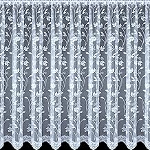 kellyuk 2 Metre Wide x 48" (122cm) Drop - Thea Floral Leaf Contemporary Slot Top White Lace Net Curtain