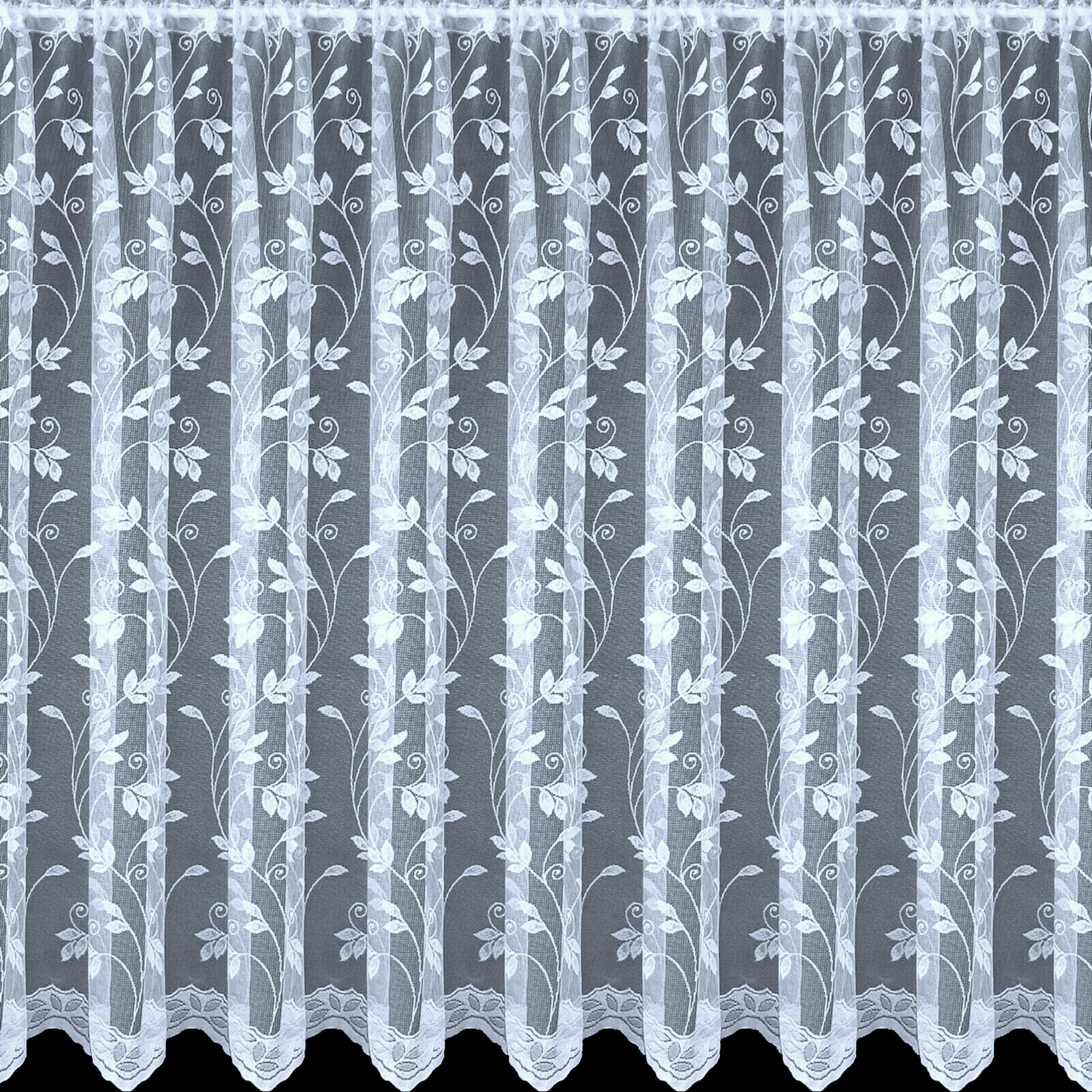 Kellyuk 4 Metres Wide x 81" (206cm) Drop - Thea Floral Leaf Contemporary Slot Top White Lace Net Curtain