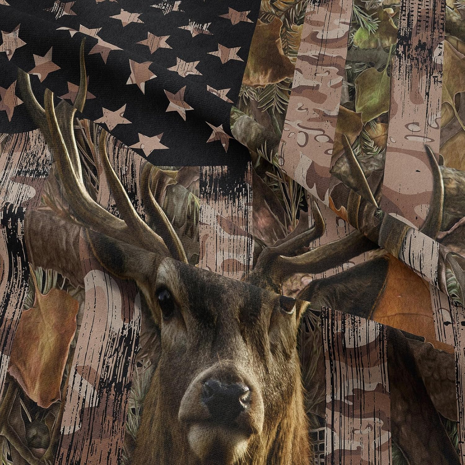 Tailor Shop 5PCS Deer Comforter Sets Full Bedding for Boys Kids Teens,American Flag Camo Bedding Sets Hunting Comforter Sets