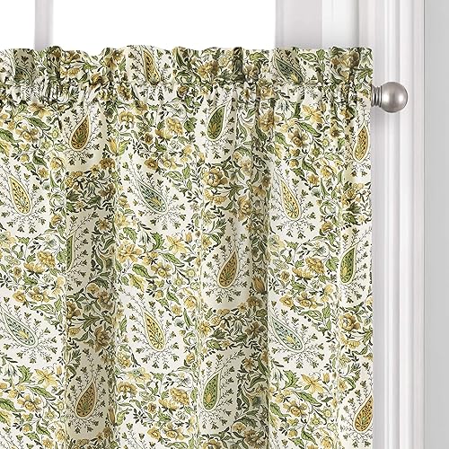 Miniatura 2 de Waverly Paisley Verveine - Par de paneles pequeños para ventana de privacidad, para baño, sala de estar, 52 x 36 pulgadas, primavera
