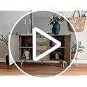 PHI VILLA Rattan Cabinet - Sideboard Buffet Accent Cabinet with Doors and Drawers, Rattan Console Table