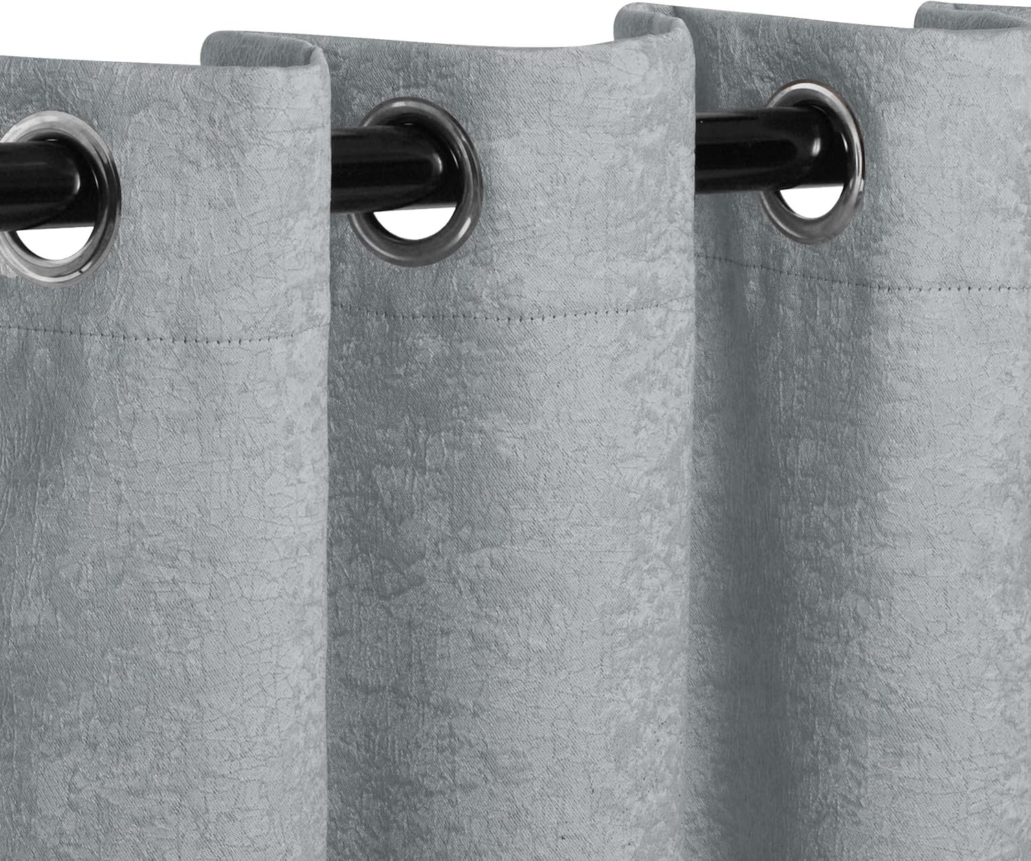 Superior Blackout Curtains, Sun Blocking Curtain for Bedroom, Farmhouse, Living Window Accent, Room Darkening, Grommet Header, Senna Collection, Set of 2 Panels, 42" x 84", Chrome