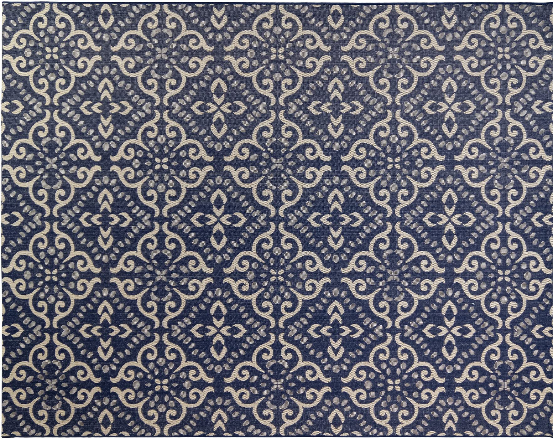 Gertmenian Indoor Outdoor Classic Flatweave Area Rug, Stain & UV Resistant Carpet, Deck, Patio, Poolside & Mudroom, 5x7 Ft Standard, Floral Medallion, Navy Blue, 21565