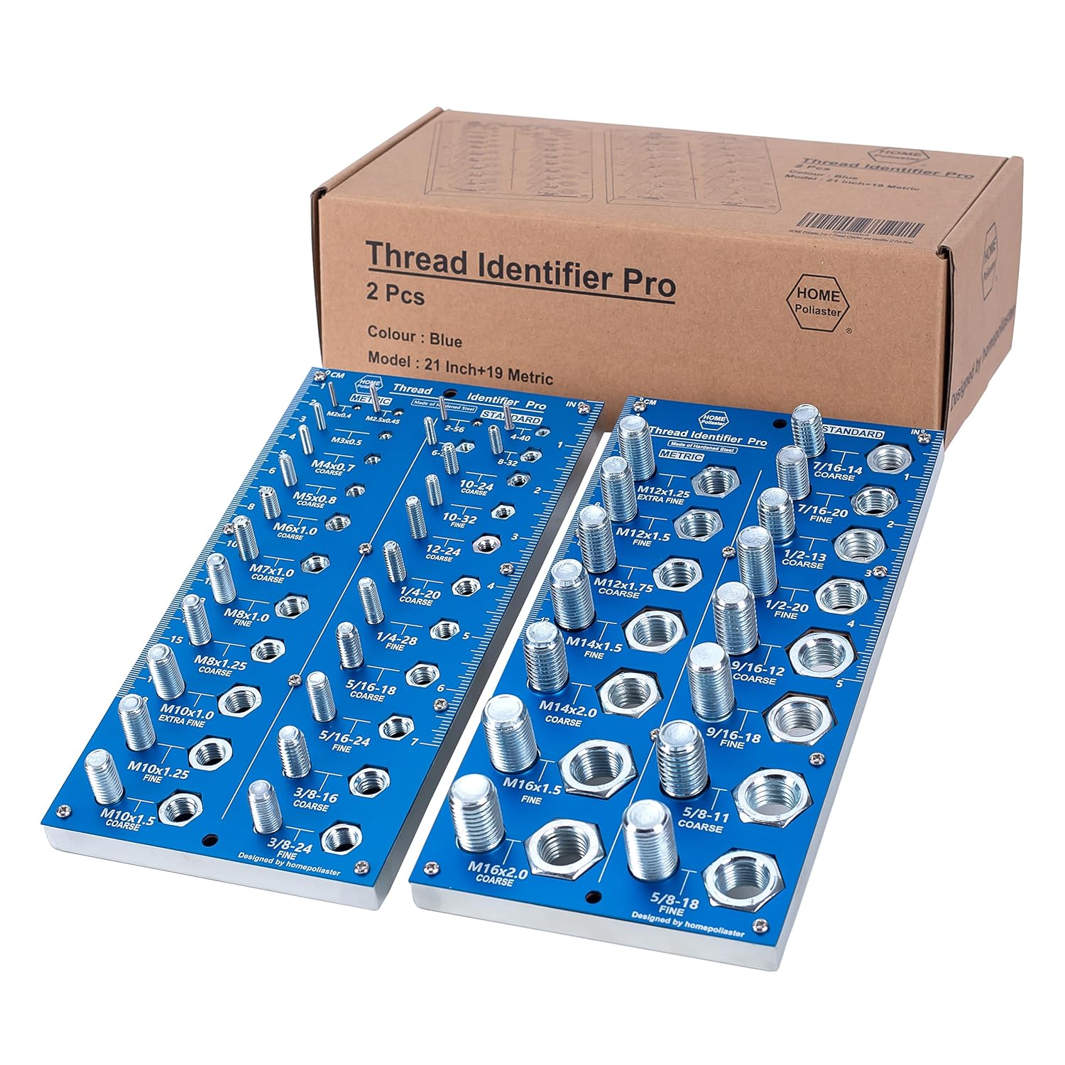 2-in-1 thread checker bolt and nut gauge (40 types) - HOME Poliaster