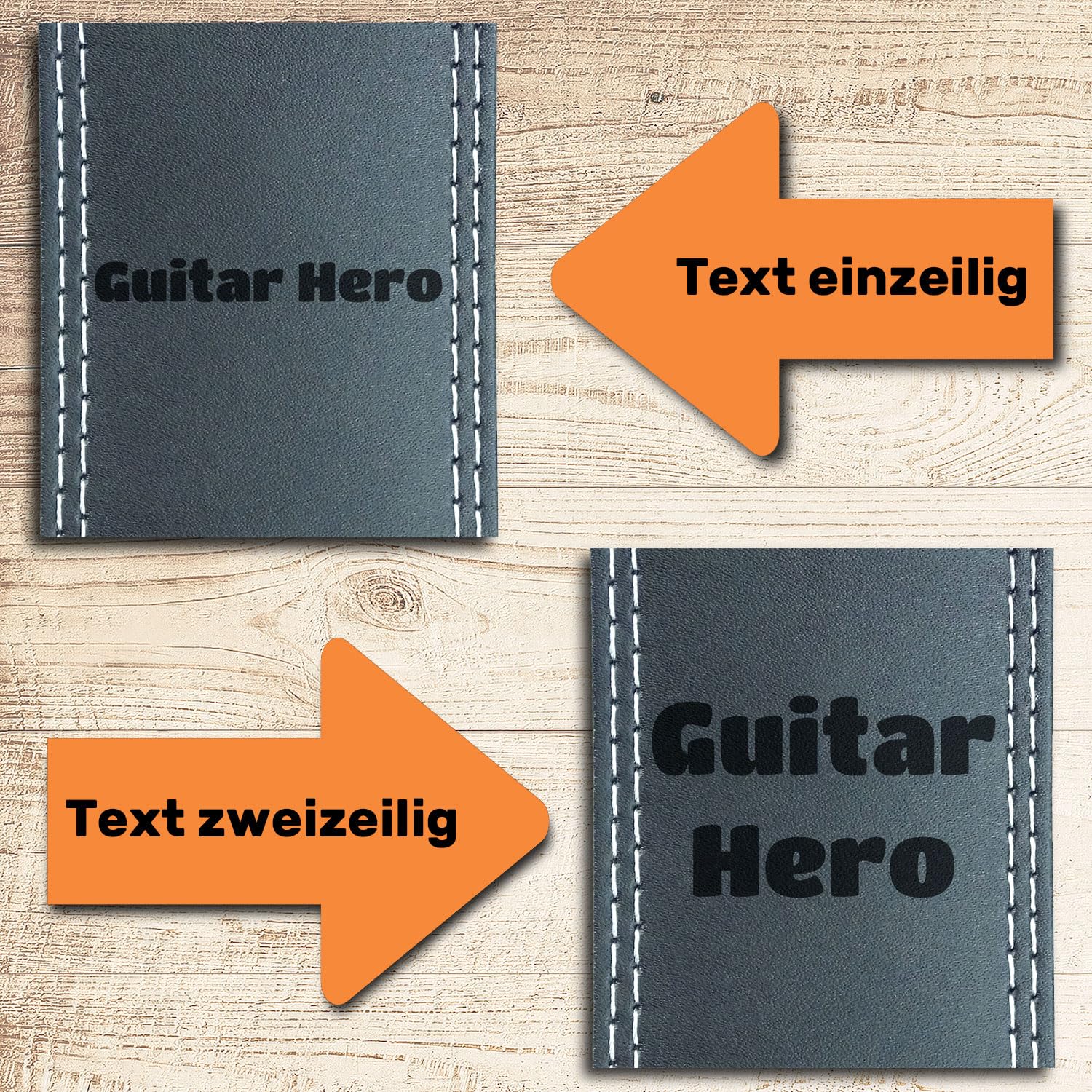 keepdrum personalisierter Gitarrengurt aus Echt-Leder Schwarz mit Wunsch-Text Gravur