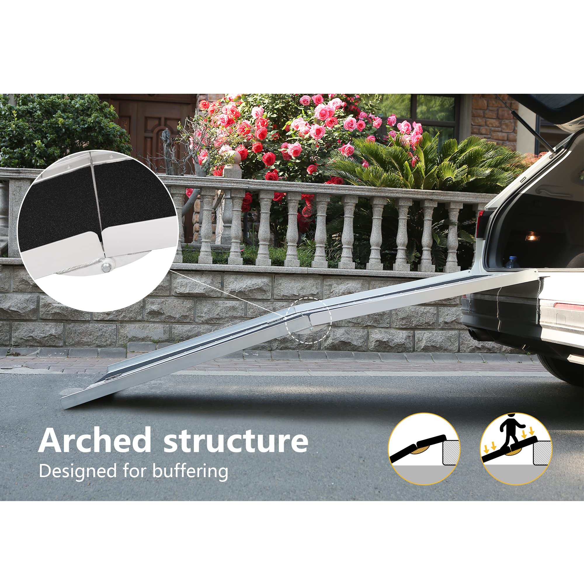 ORFORD NonSkid Wheelchair Ramp 6FT, Threshold Ramp with a NonSlip