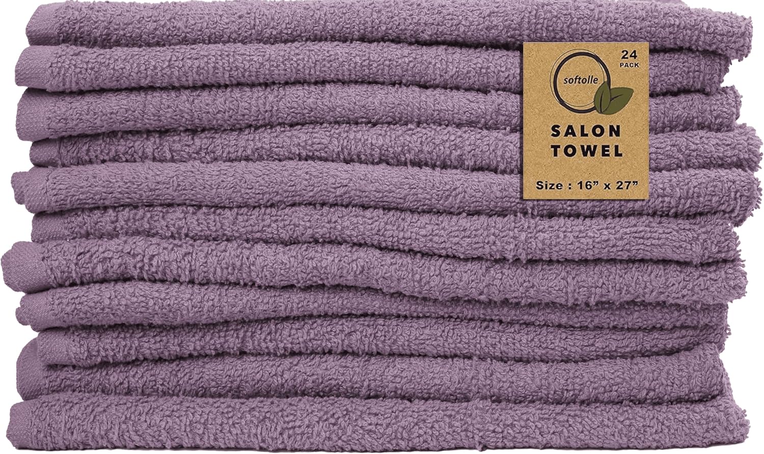 Softolle Salon Towels – Pack of 24 (16x27) 100% Cotton Ring Spun – Ultra Soft, Highly Absorbent Hand Towels – Bulk for Spa, Gym & Salon (Purple Ash)