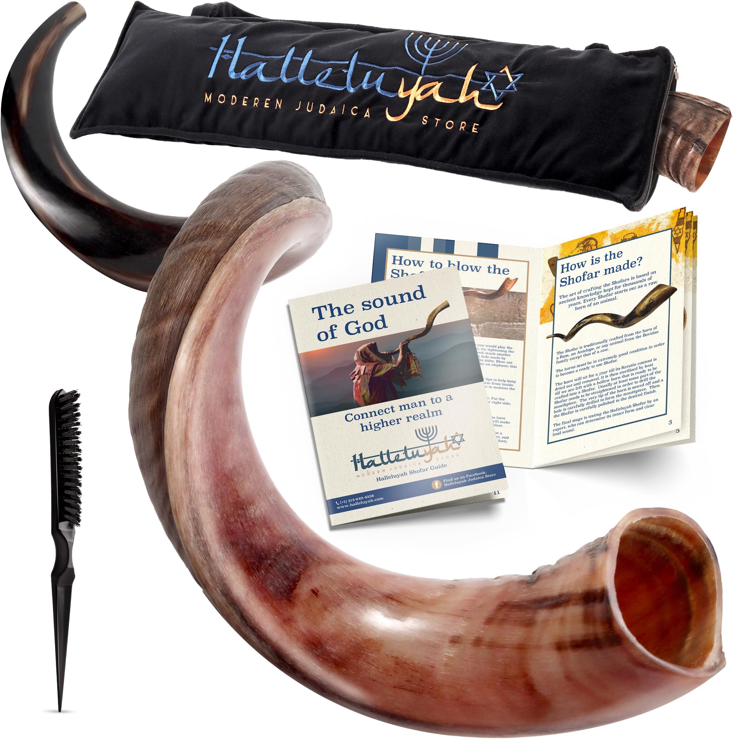 HalleluYAH Original Kosher Half-Polished Kudu Shofar From Israel