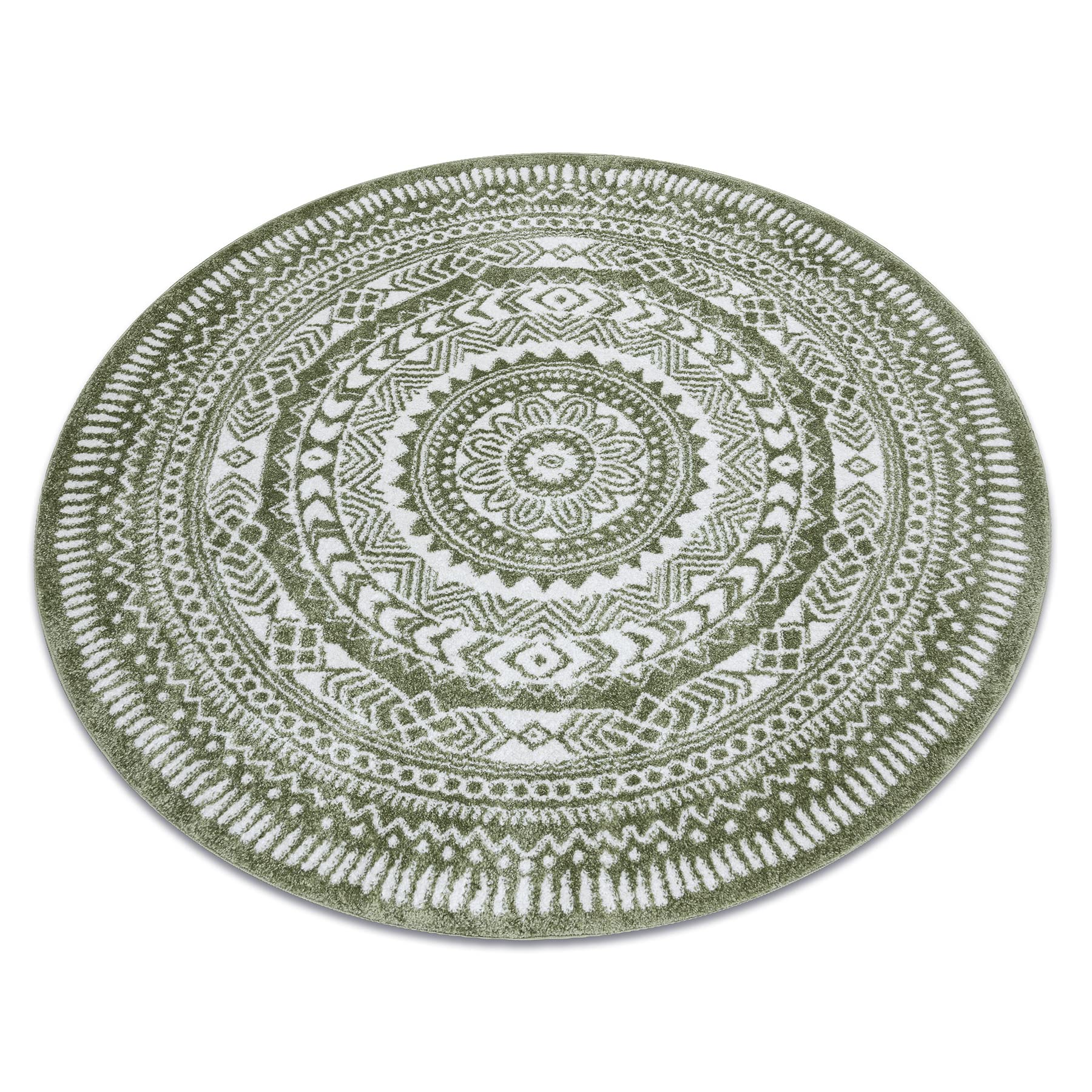 Tapis d'intérieur vert au format salon rond 140 cm style contemporain