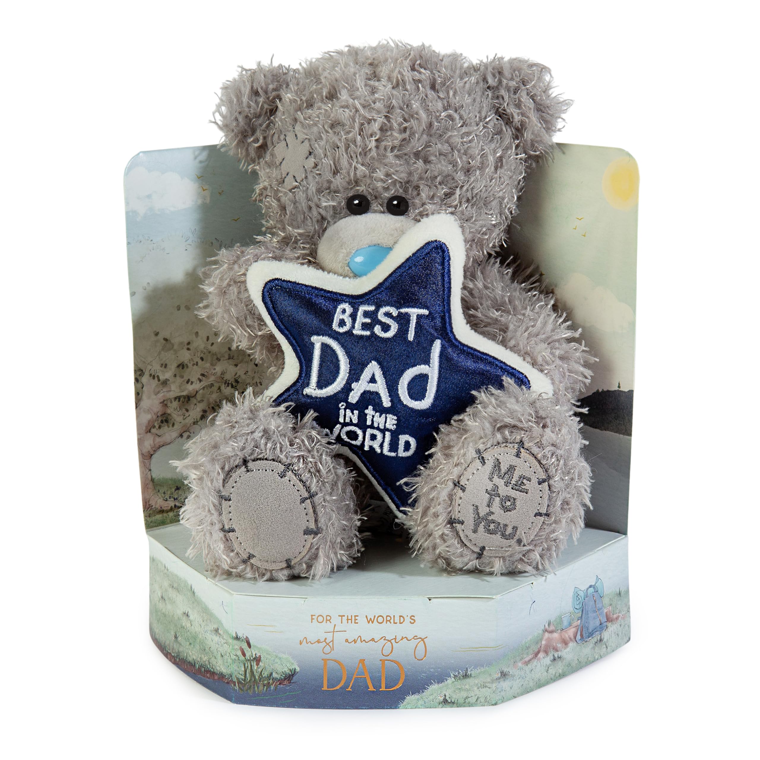 Me to You Tatty Teddy Plush 'Best Dad In The World' Bear On A Gift Plinth For Father's Day Or Birthday - Official Collection