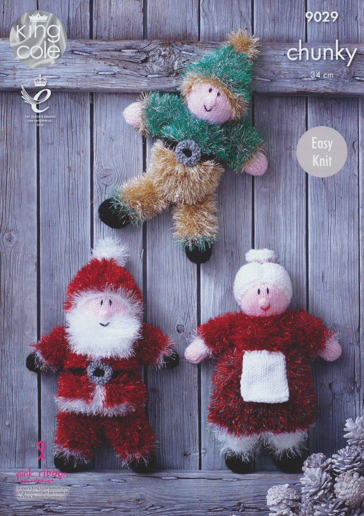 King Cole Multi Tinsel Chunky Knitting Pattern Christmas Toys - 9029