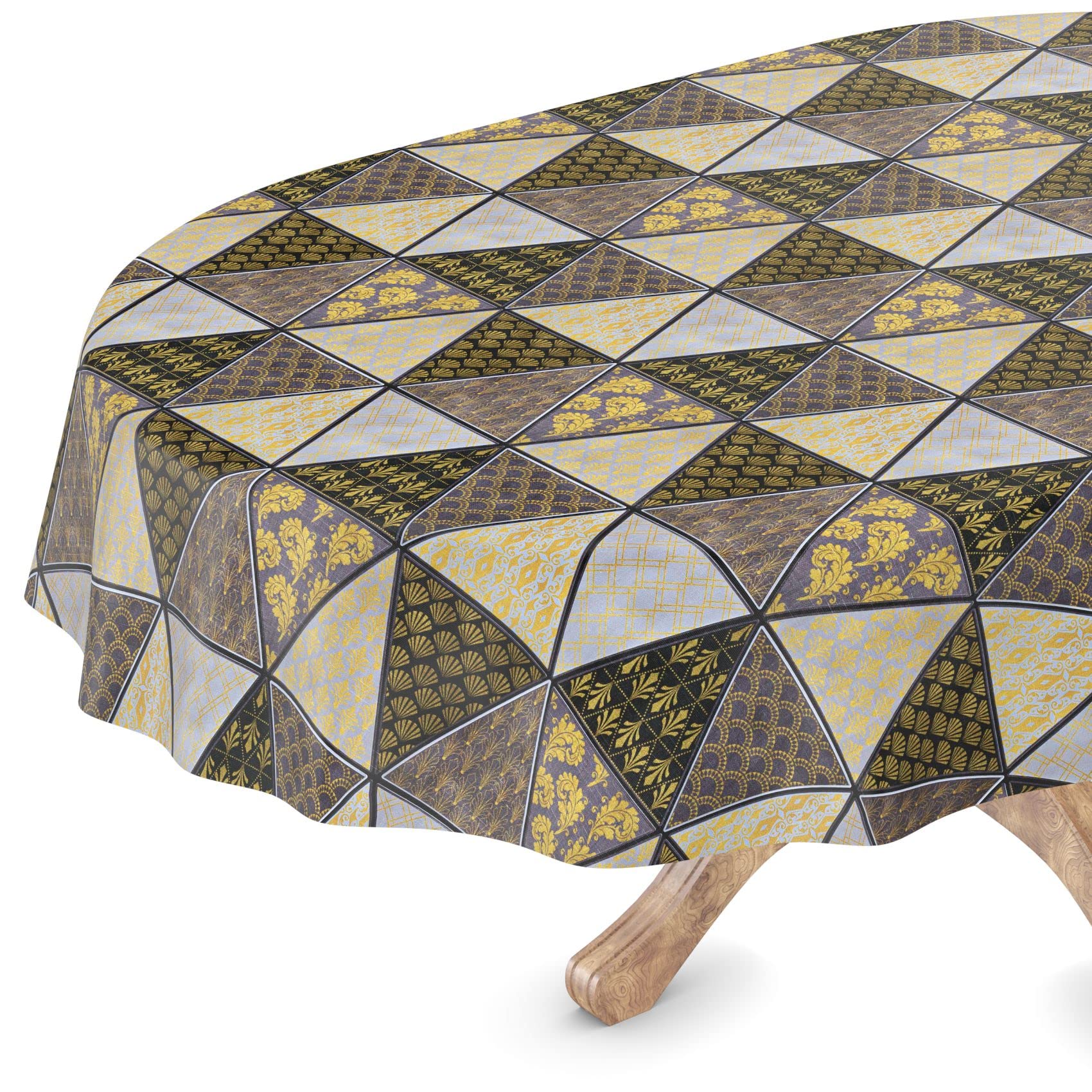 ANRO Wachstuchtischdecke Oval, 140x180 Cm – Abwaschbar, Für Innen & Außen, Mit Schnittkante, Pflegeleicht
