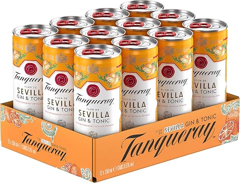 Tanqueray Sevilla - Premix Gin & Tonic, Pack di 12 Lattine da 250 ml
