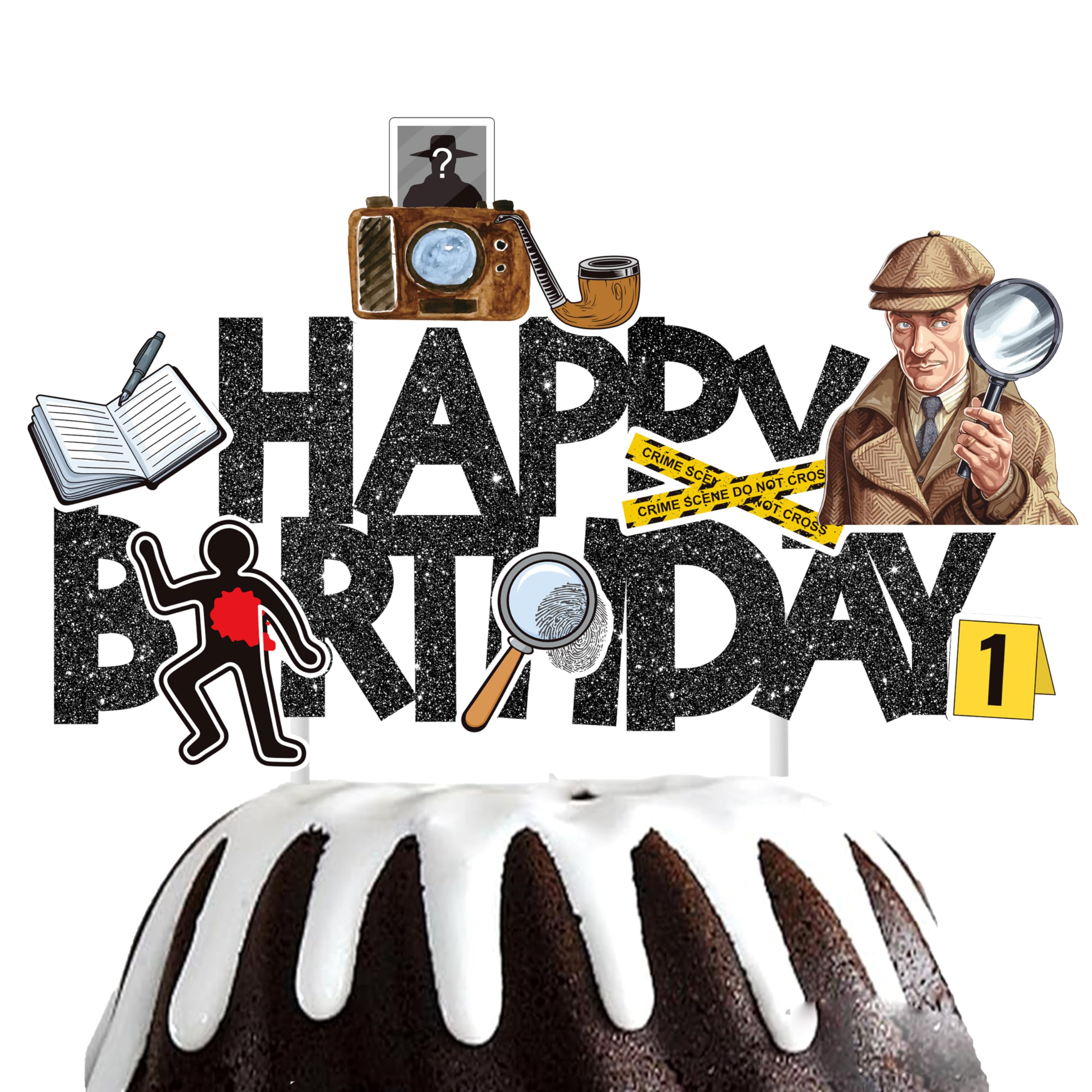 Detective Birthday Party Cake Topper Detective Theme Cake Topper Black Detective Birthday Decoration Mystery Party Cake Decoration for Top Secret Spy