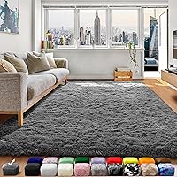 ONASAR Grey Fluffy Shag Area Rug 4x6 - Soft Plush Fuzzy Rug for Bedroom, Living Room, Nursery, Kids Room & Home Decor