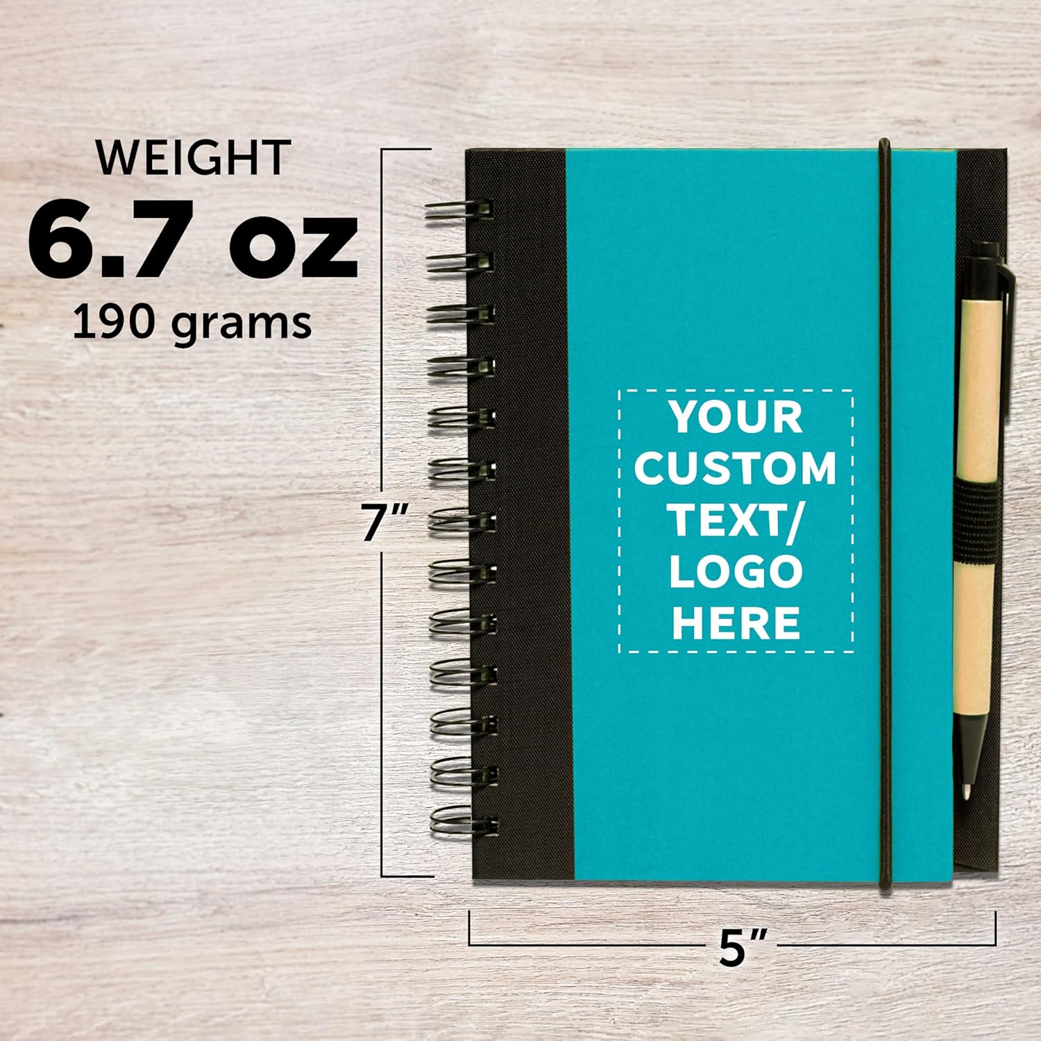 DISCOUNT PROMOS Custom Eco Block Notebooks with Pens Set of 10/50/100, Personalized Bulk Pack - Perfect for School, Office, Business, Home - Aqua