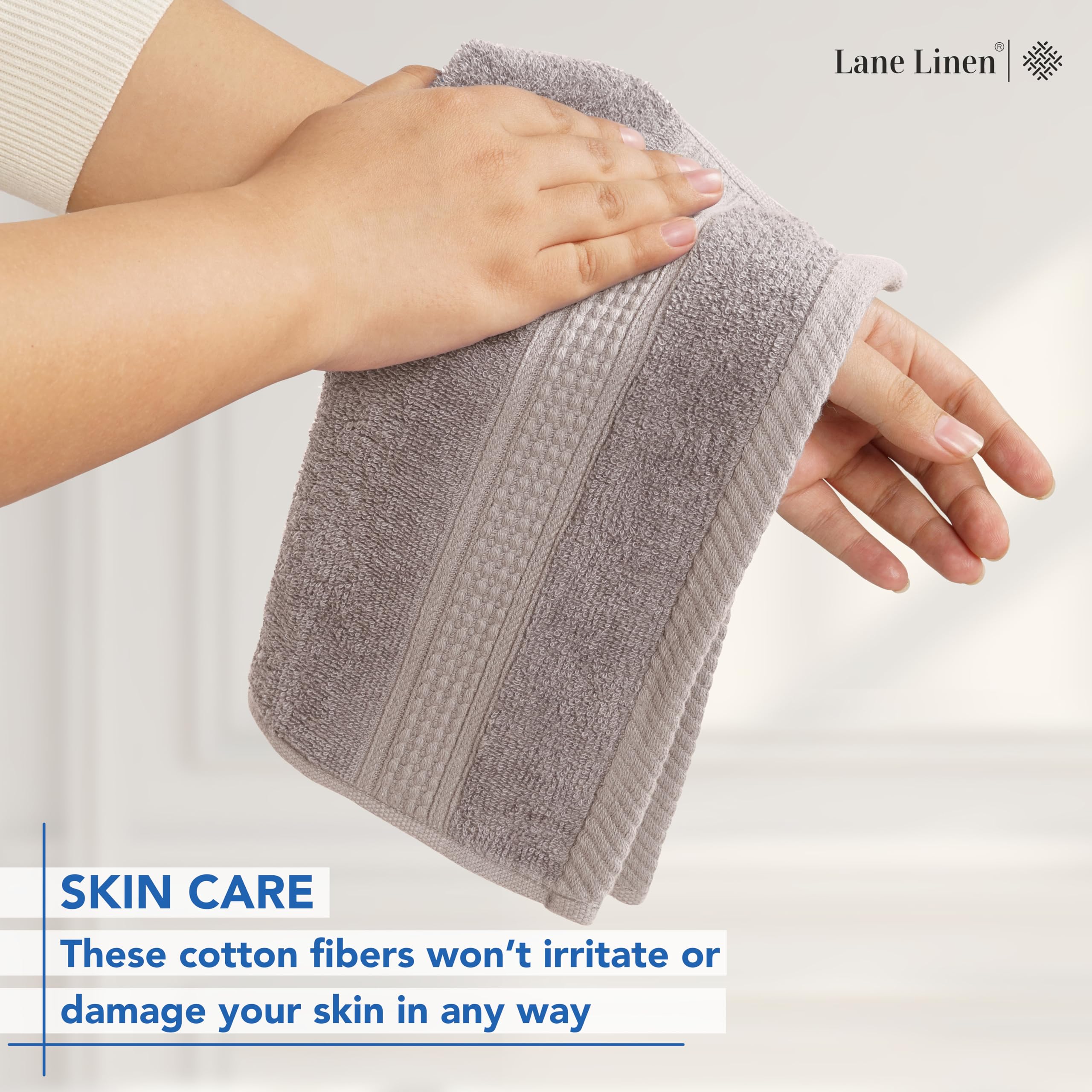 Lane Linen Bathroom Towels Sets - 24 PCs - 100% Durable Cotton Towels - Absorbent & Quick Drying - 4 Bath, 4 Fingertip, 6 Hand Towel, 8 Washcloth, 2 Bath Sheet - Housewarming Essentials - Black Towels