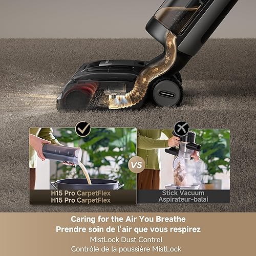 Miniatura 4 de DREAME H15 Pro CarpetFlex - Aspiradora inalámbrica con cepillos dobles para suelos duros y alfombras, corte de cabello sin enredos, succión de 23