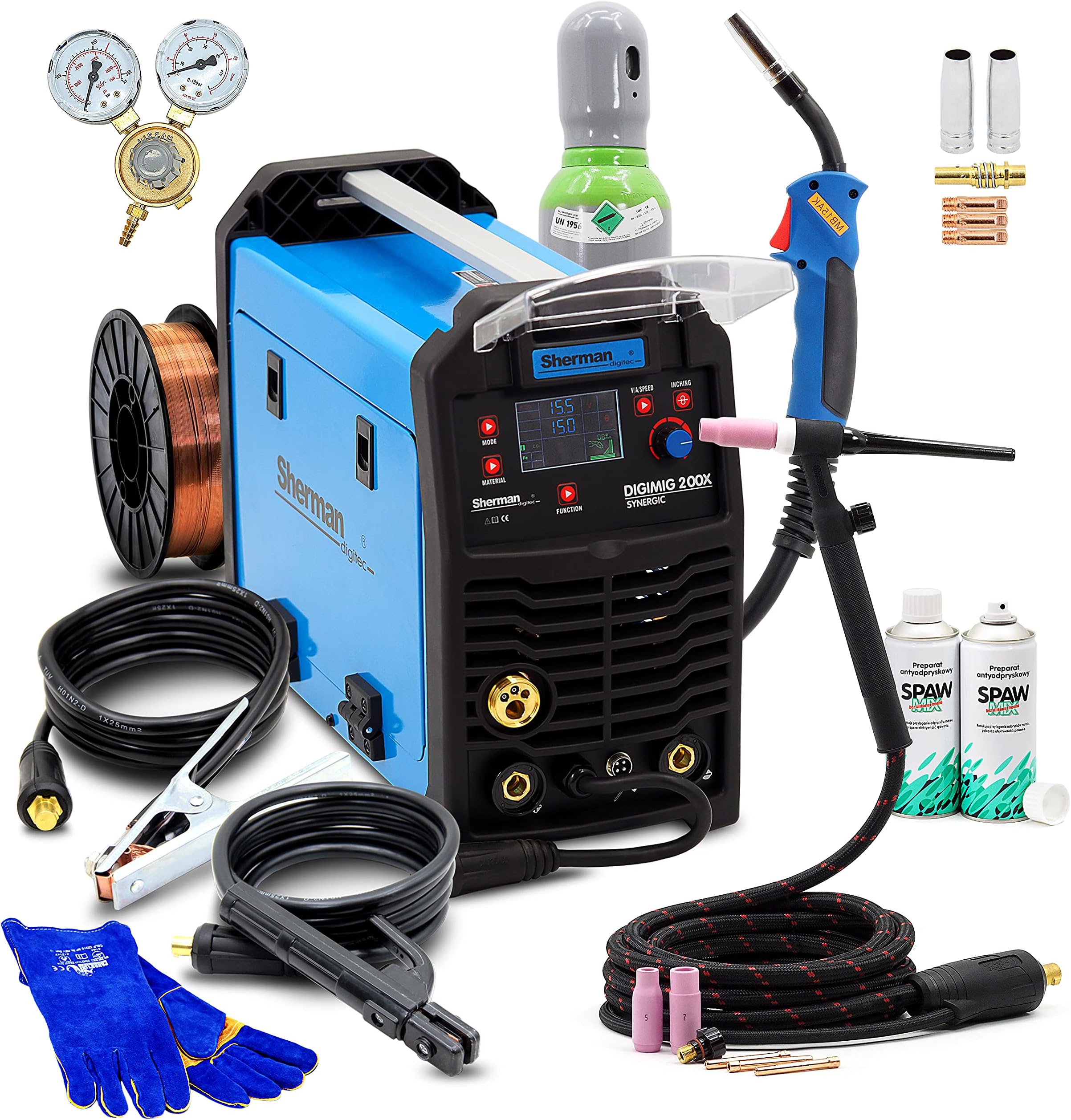 Set Ideal™ Praktik MIG 200 MIG/MAG Inverter Poste à souder 200 A 3 en 1 ...