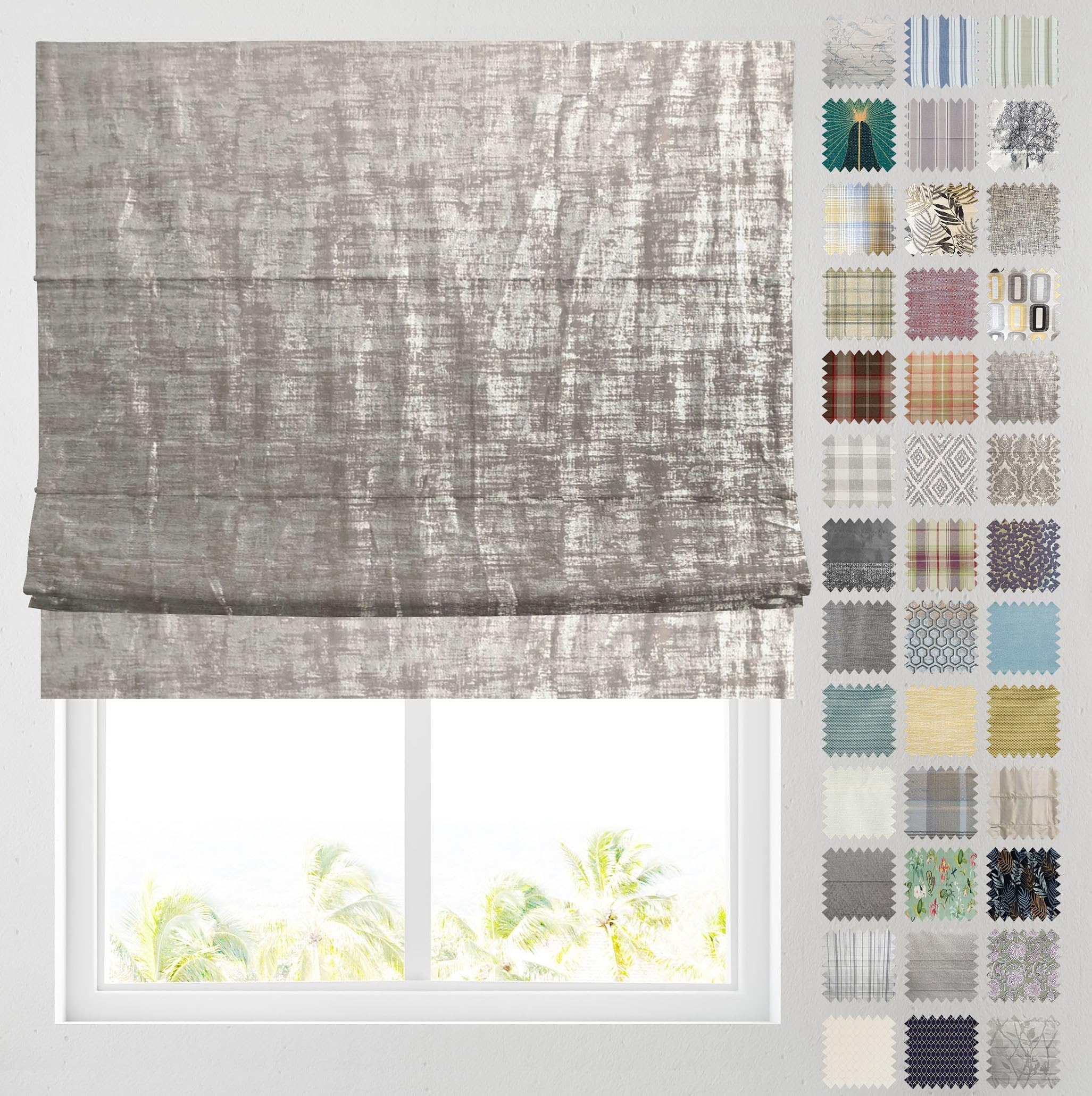 Barnes Blinds And Interiors Silver Metallic Barnes Blinds - Patterned Roman Blinds, Fully Lined, Custom Sizing Available - Durable Fittings Easy Fit ( 153Cm)