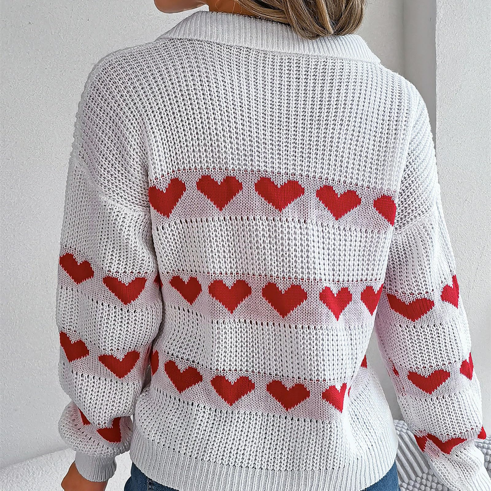Maglione Donna Maglioni Sciolti per Le Donne Casual Comode Comode Maniche per Lantenna per Maglia Top Pinover Patchwork-Bianco-s