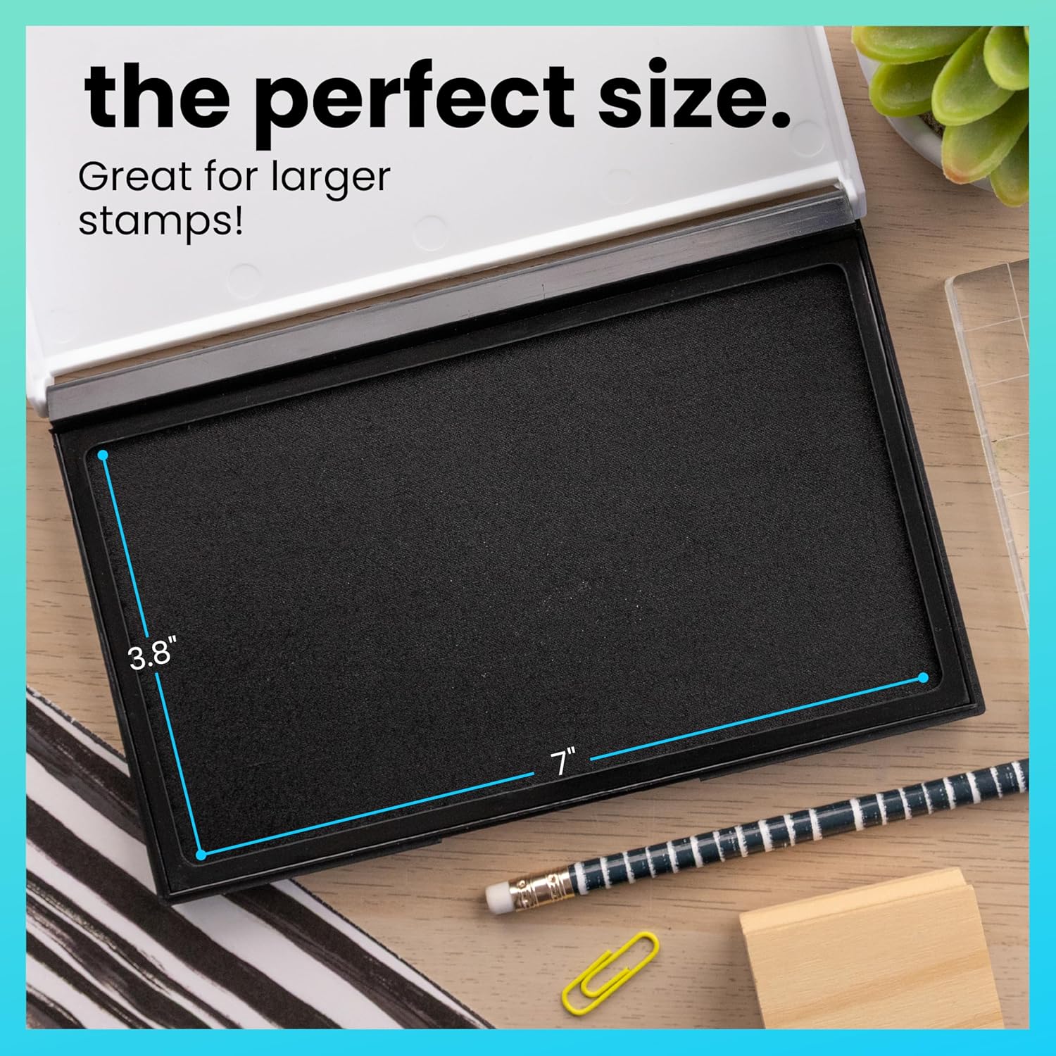ExcelMark Rubber Stamp Ink Pad Extra Large 3-7/8" x 7" (Black) (Pack of 2)