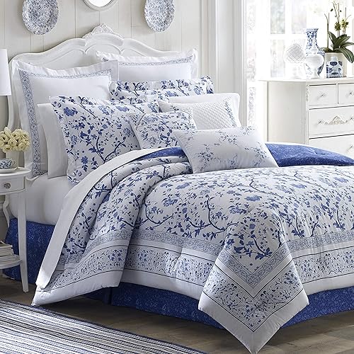 Miniatura 6 de Laura Ashley Inicio - Juego de edredón, ropa de cama de algodón con fundas a juego y falda de cama, elegante decoración del hogar y almohada con