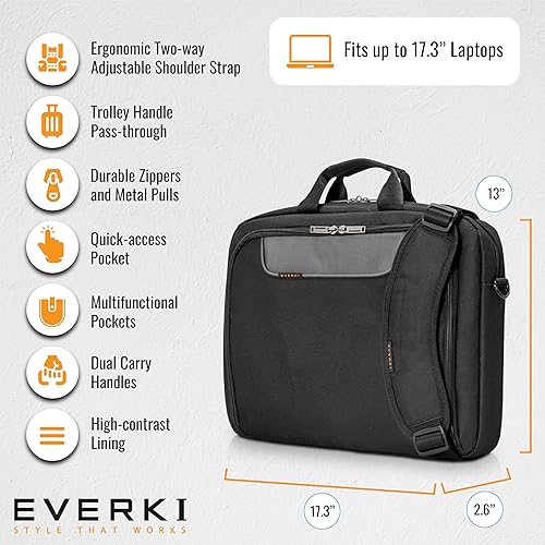 Miniatura 5 de EVERKI Advance - Maletín para laptop de 17.3 pulgadas, maletín de negocios para hombres y mujeres, bolsa de computadora ideal para viajes, bolsa de