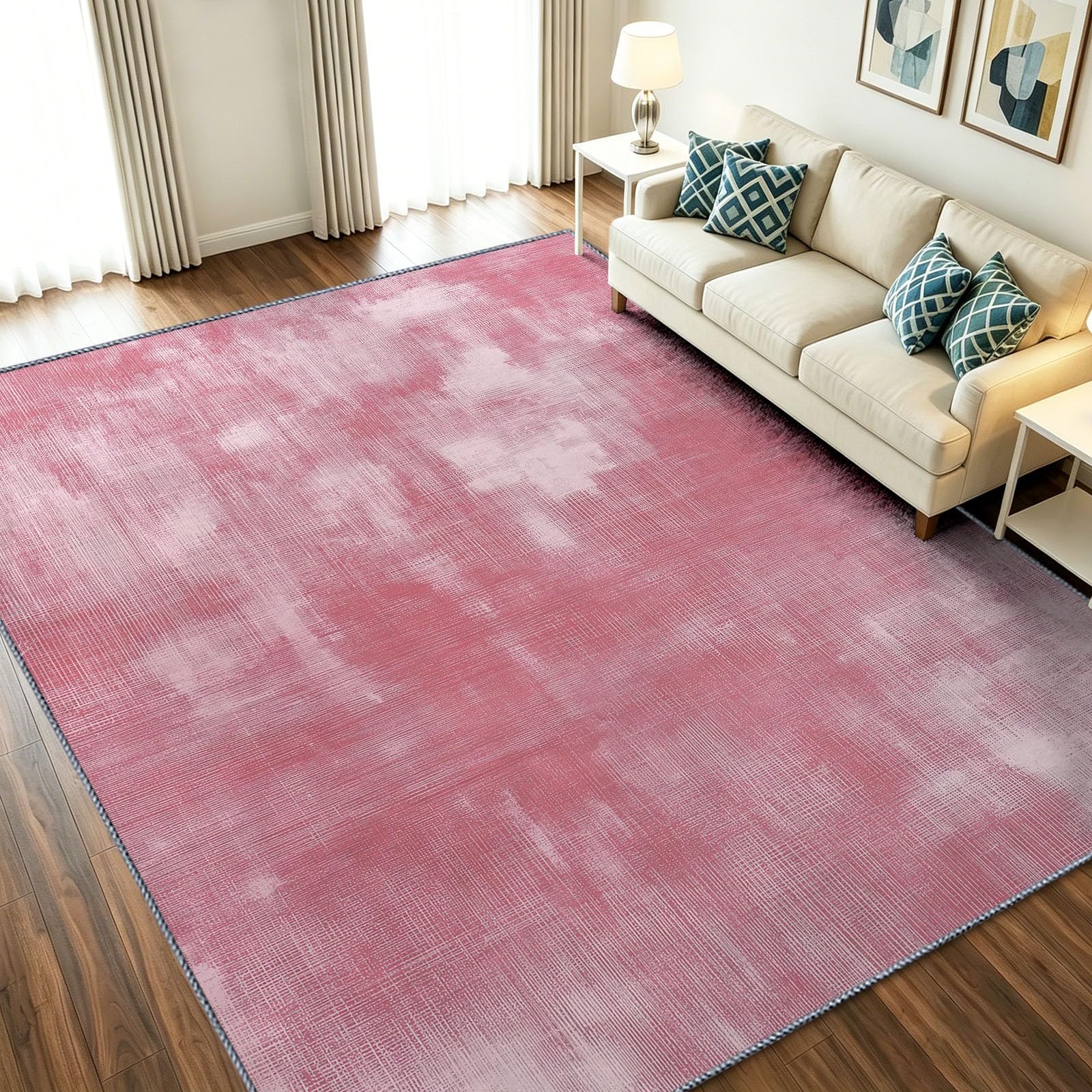 Alfombra de pelo corto con aspecto envejecido sofisticado y diseño abstracto moderno