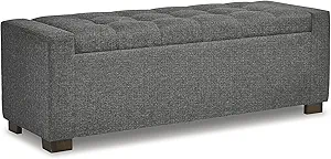 Signature Design by Ashley Cortwell Ottoman Tufted Entryway Storage Bench, Charcoal Gray