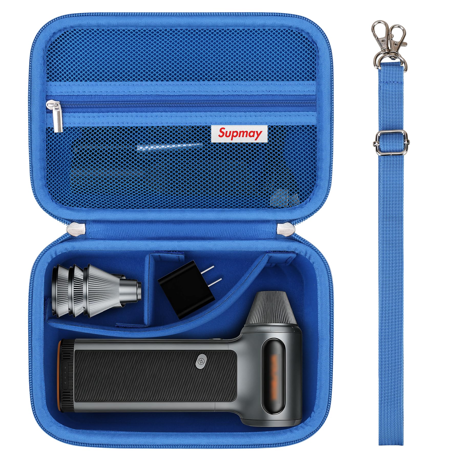 Supmay Compressed Air Duster Case Compatible with WOLFBOX MF200 MF100 MF50 MF60/ for WERTYI/for ONEWAY/for R RUNVEL Electric Air Duster, Cordless Air Duster Storage Holder fits Nozzles, Blue