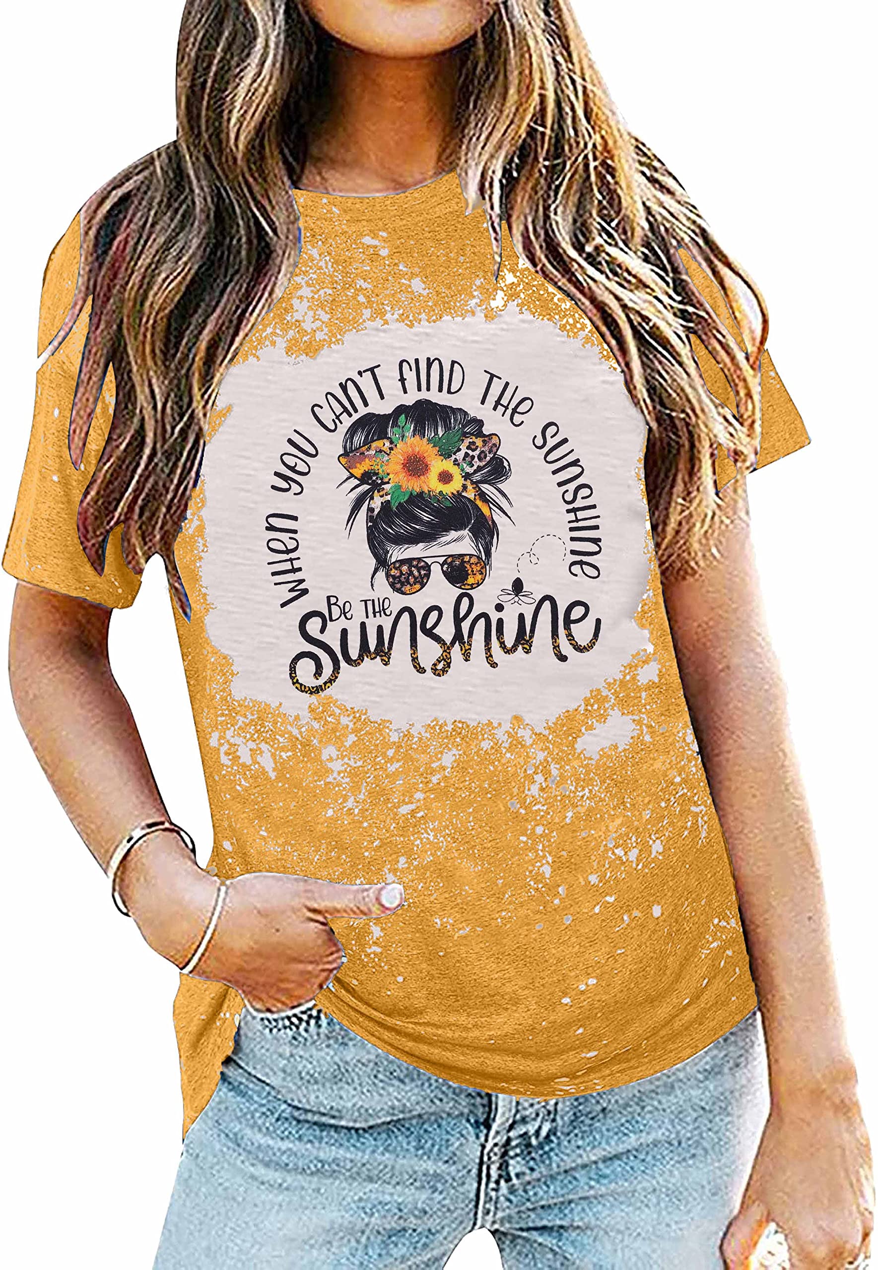 Sunshine Shirt Women Be The Sunshine Funny Sunflower Graphic Tee Motivational Shirt Summer Short Sleeve Top