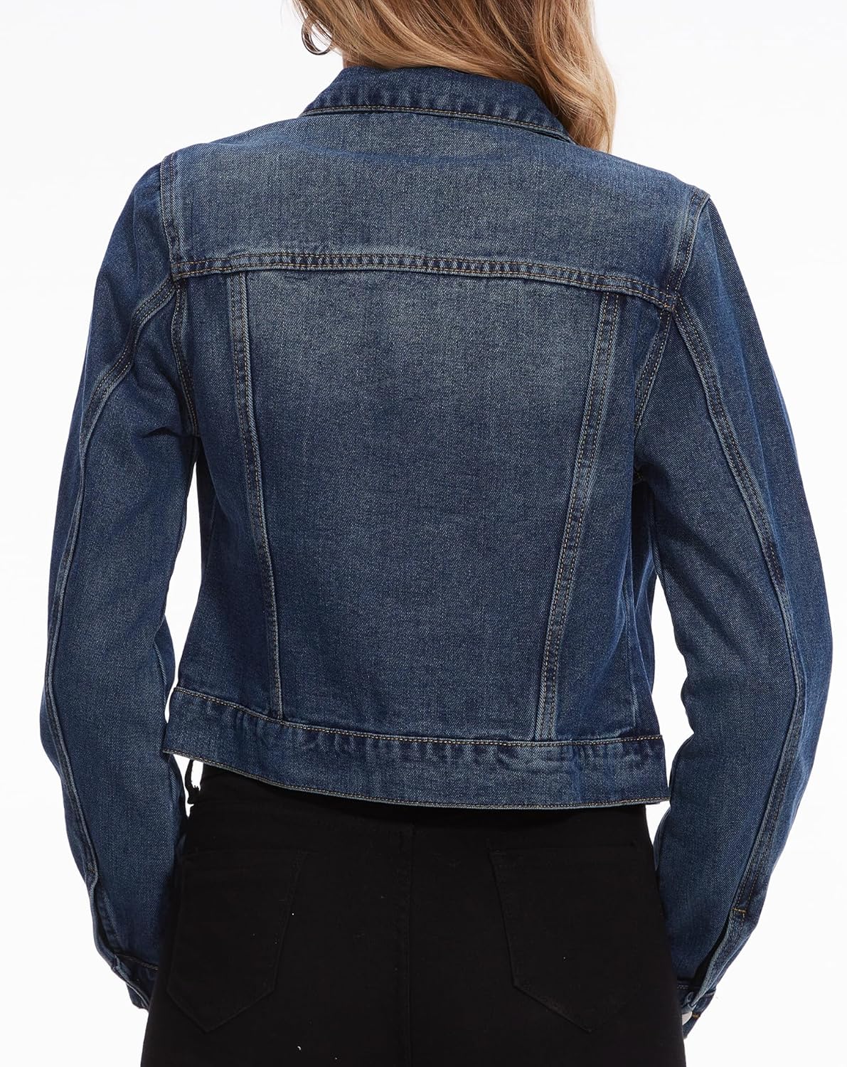 andy & natalie Women’s Denim Jackets Cropped Long Sleeve Basic Button Down Crop Jean Shacket with Pockets