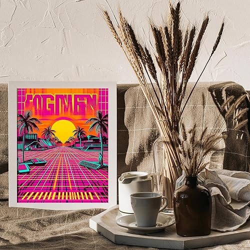 Miniatura 3 de Posterizer 1 póster inspirado en el festival de synthwave de los años 80, rejillas de neón, 4, arte retro, regalo para hombres, mujeres,