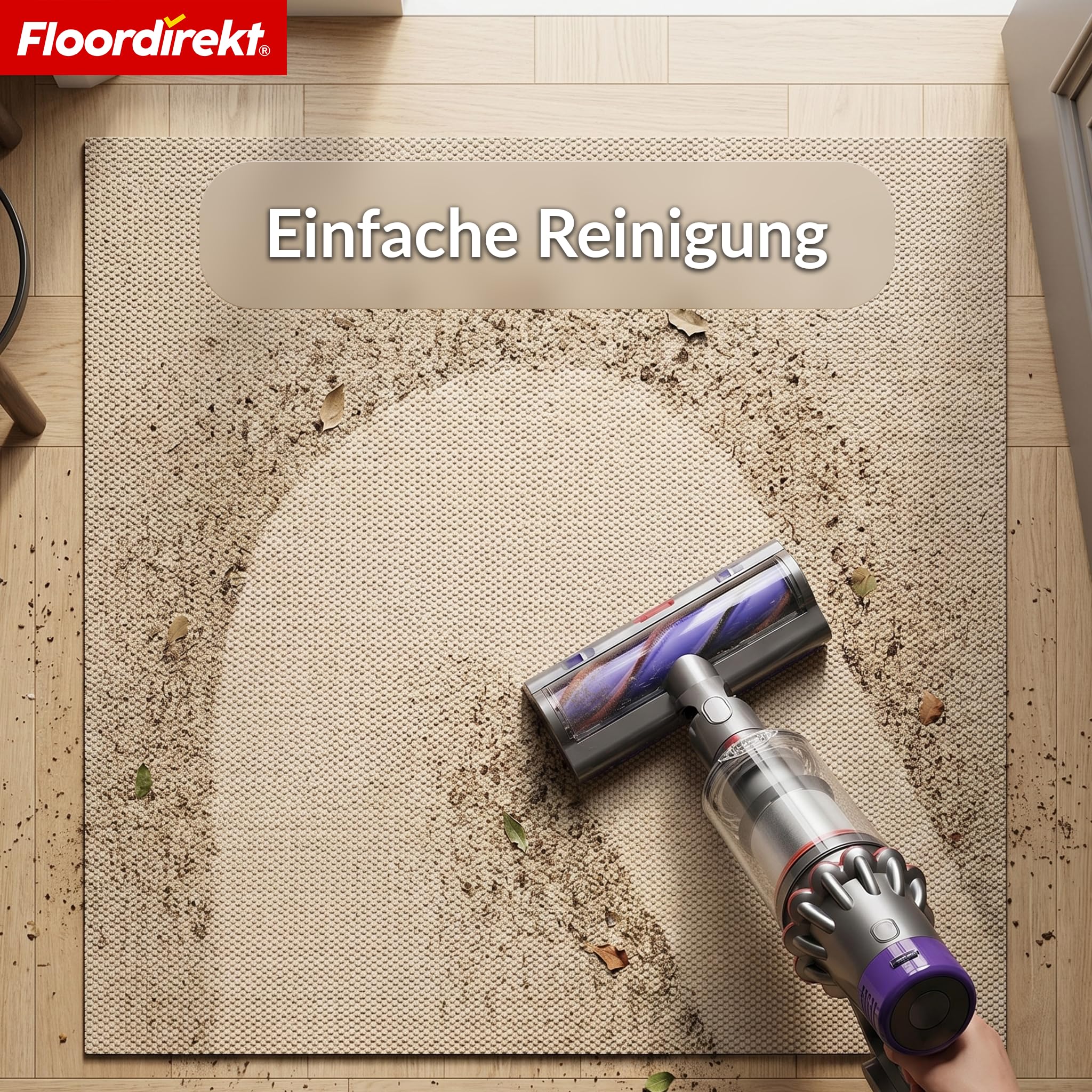 Floordirekt Schmutzfangmatte Beige 100x200cm Hong Kong Pro – rutschfeste Sauberlaufmatte mit TPE-Rücken, robuste Türmatte für Eingangsbereich, Flur & Gewerbe