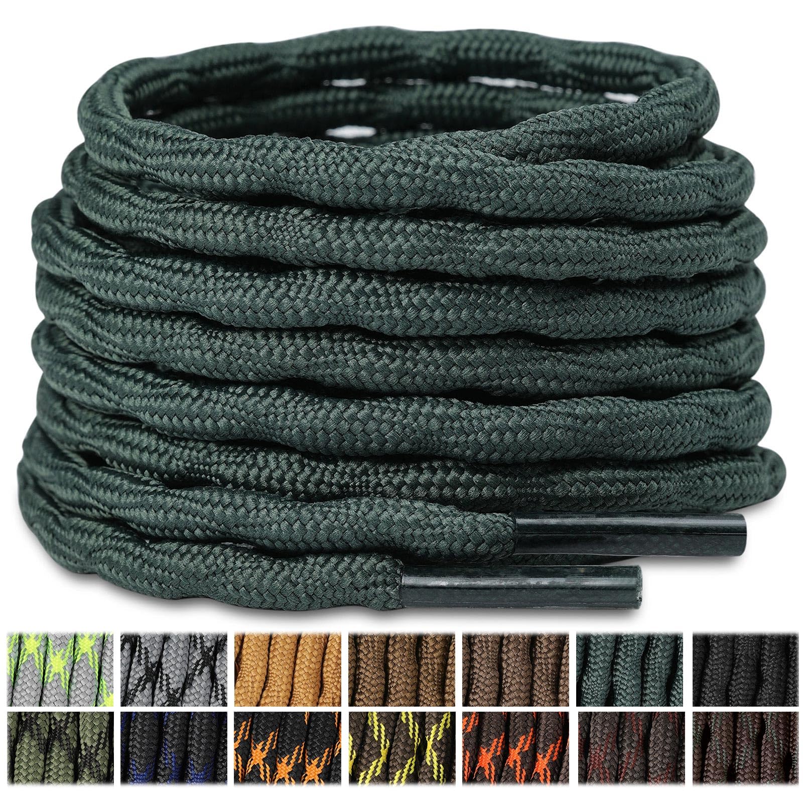 Stepace 2 Pares Cordones Redondos 4,5mm para Botas de Senderismo, Montaña y Trabajo, Cordones de Nylon Resistentes para Trekking — view 17