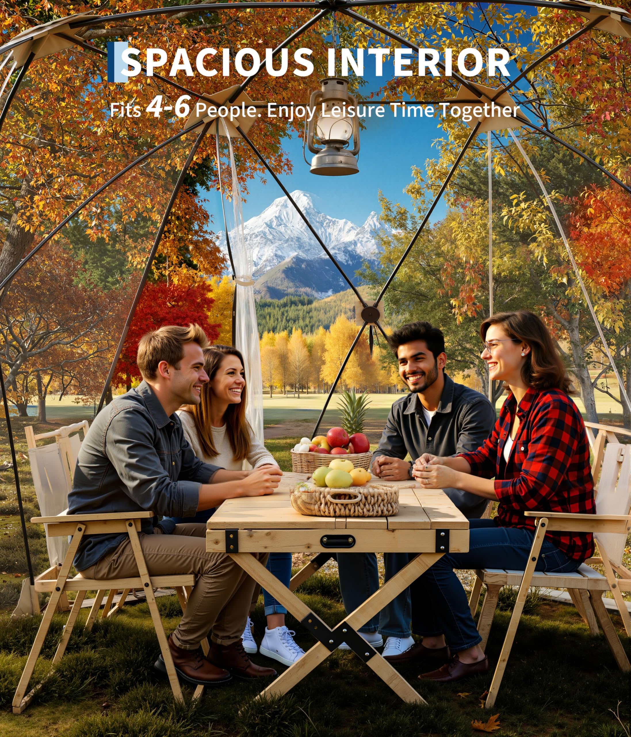 Garvee Vue panoramique 540° – Tente Bulle Transparente pour 4 à 6 Personnes – Abri de Camping Pop-up, résistant aux intempéries, Montage Facile – Idéale Jardin, terrasse, Sports, pêche, événements