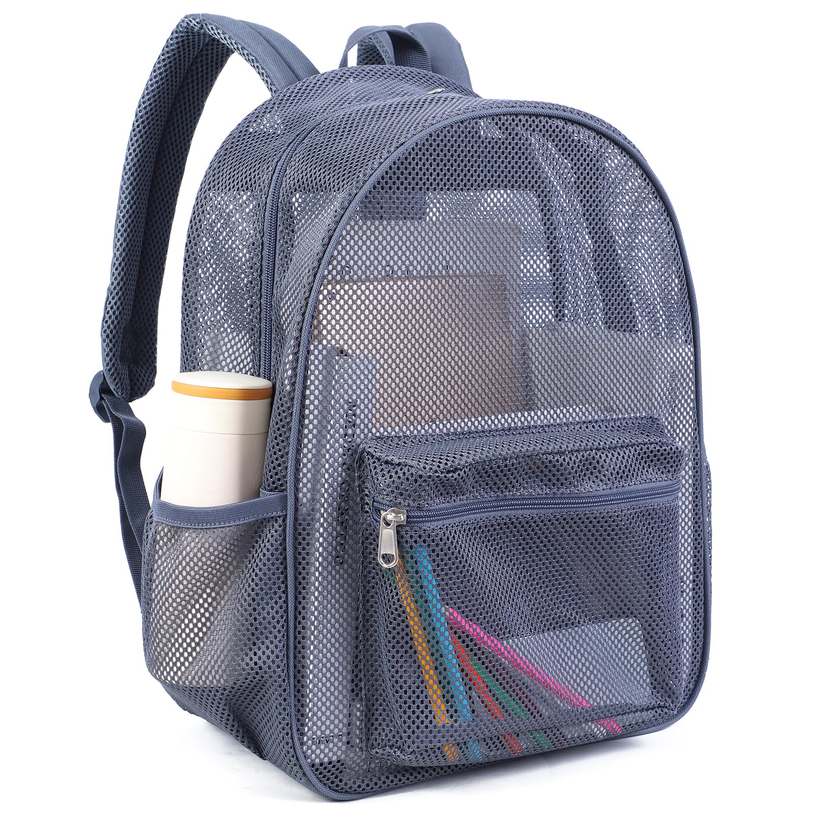 COVAX Heavy Duty Mesh Backpack, See Through College Backpack with Padded Shoulder Straps for Swimming, Outdoor Sports