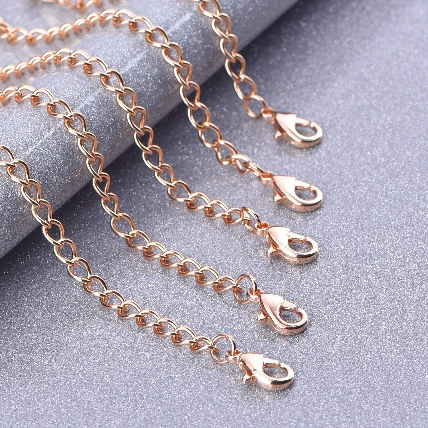 5 Pieces Necklace Extenders eBoot Chain Extenders Set for Necklace Bracelet DIY Jewelry Making (Rose Gold) - Image 4