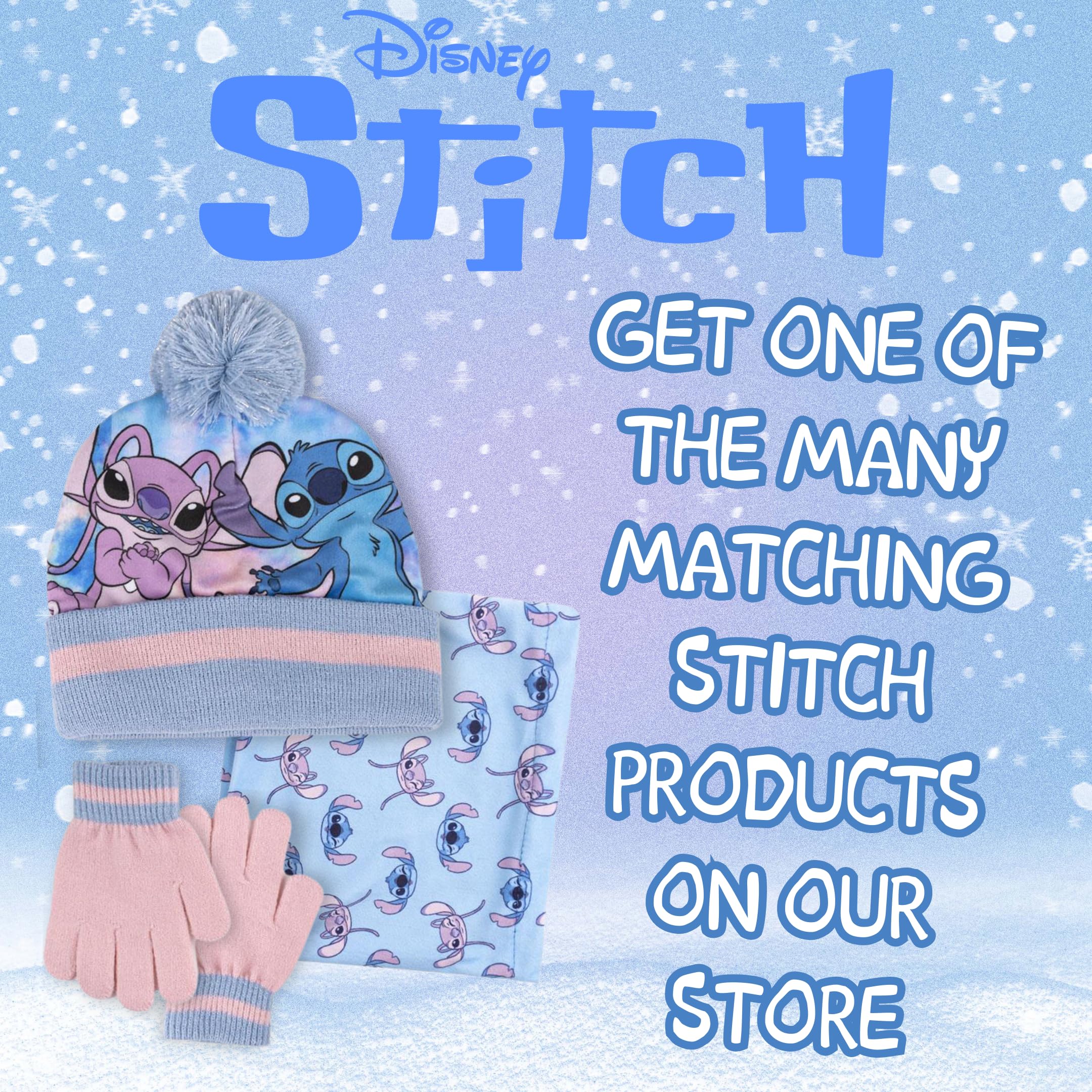 Disney Stitch & Angel Ensemble bonnet à pompon + écharpe + gants pour fille