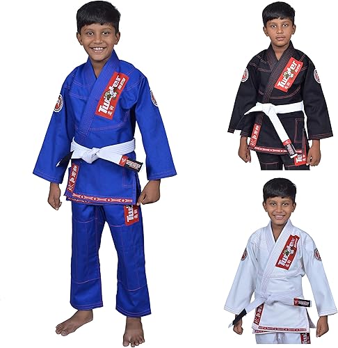 Twister Jiu Jitsu Gi brasileño juvenil Tela ultra ligera preencogida para jóvenes BJJ Gi Viene con cinturón blanco gratis